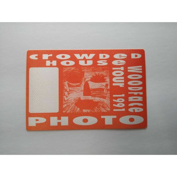 Crowded House Wood Face Backstage Pass Original 1991 Split Enz New Wave Orange - Picture 2 of 4